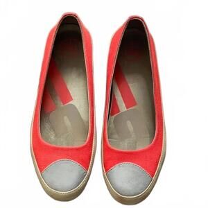 FITFLOP BIOMIMETIX Ballet Espadrille Loafer Coral Leather Canvas Women Sz 7